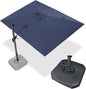 PURPLE LEAF 9' X 11.5' Cantilever Outdoor Rectangle Umbrella Patio Umbrella with Base Offset Umbrella with 360-degree Rotation for Garden Pool Deck Patio Navy Blue