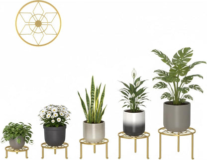 5 Pack Metal Plant Stands 5-Pack Round Supports Display Rack Tiered Plant Stand Shelf For Indoor Outdoor Multiple Plants Decoration Rack Shelf for Home
