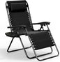 Nestl Zero Gravity Chairs, Portable Patio Lounge Chair Outdoor with Pillows & Cup Holder Trays, Adjustable Steel Mesh Reclining Camping Chair, Folding Patio Lawn Chair for Deck, Beach, Yard - Black