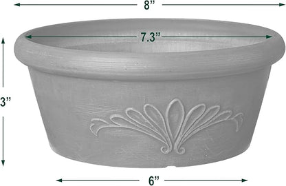 Arcadia Garden Products PSW TA20TC Plastic/Stone/Wood Composite Bulb Pan – No Drainage Hole (Drillable), 8"x3", Terra Cotta Color