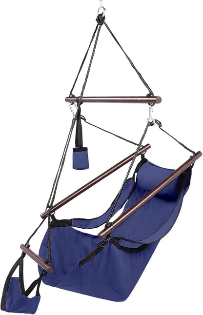 ONCLOUD Upgraded Unique Hammock Hanging Sky Chair, Air Deluxe Swing Seat with Rope (Navy Blue)