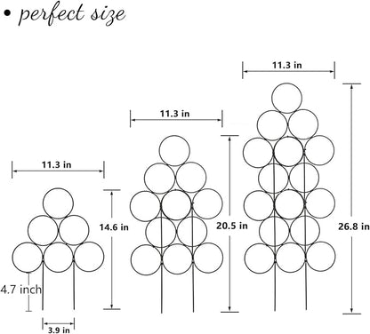 Plant Trellis for Climbing Plants Indoor Outdoor, Trlzey 3 Pack Stackable Metal Trellis - Small Garden Trellis for Potted Plants, Vine Support for Ivy, Flowers, DIY Home Deco