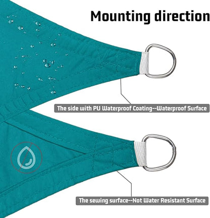 LOVE STORY Right Triangle 7'x7'x9.9' Waterproof Sun Shade Sail Canopy UV Block for Outdoor Patio Backyard Carport,Turquoise Blue(We Make Custom Size)
