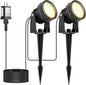 Warm White Spot Lights, Outdoor 3000K LED Spotlights, Outside Landscape Lighting IP65 Waterproof Garden Uplights for Lawn Front Porch Driveway Decorative, 2 Lights