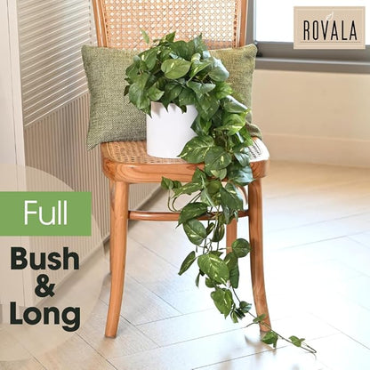 MY ROVALA Silk Plants for Home Decor Indoor in Pot Realistic Artificial Plants Hanging Faux Plants Indoor Fake Potted Plants for Shelves Bedroom Bathroom Trailing Plant, Fake Pothos Ivy (Dark Green)