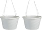 The HC Companies 12 Inch Euro Hanging Planters, Lightweight UV-Resistant Plastic Hanging Planters for Indoor & Outdoor Plants, 2-Pack Hanging Flower Pots for Garden, Patio & Home Decor, White