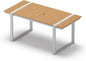 Outdoor Dining Table for 6, HDPS+ Aluminum Patio Dning Table with U-Shape Leg, Size: 67.4"*32.3"*29.6",Modern Rectangular Table for Lawn, Garden (White-Teak)