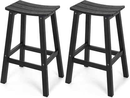 Stoog All-Weather Bar Stools Set of 2, 28" Height Outdoor Bar Stools with 400 lbs Weight Capacity, Low Maintenance, for Patio, Deck, Kitchen Counter, and Garden, Black