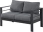 Wisteria Lane Patio Furniture Aluminum Loveseat, All-Weather Outdoor 2 Seats Sofa Couch, Gray Metal Chair with Dark Grey Cushions