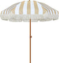 AMMSUN 7ft Patio Umbrella with Fringe Outdoor Tassel Umbrella UPF50+ Premium Steel Pole and Ribs Push Button Tilt, Stripe Beige