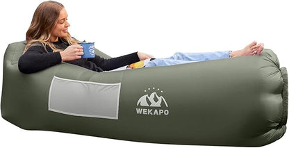 WEKAPO Inflatable Couch Air Lounger Chair - Camping & Beach Accessories, Portable Blow up Sofa for Hiking, Lawn, Indoor/Outdoor Movies & Music Festivals. Lightweight and Easy to Set Up Air Hammock