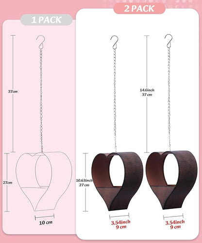 Metal Plant Hangers Indoor and Outdoor for Mom Women Her Wife Garden Lovers Birthday - Heart Shape Hanging Planters for Window Wall Living Room Office Decor(2 Pack)