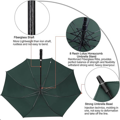 G4Free 47/54/62/68/72 Inch Automatic Open Golf Umbrella Oversize Extra Large Double Canopy Vented Windproof Waterproof Stick Umbrellas