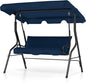 Tangkula 3 Person Porch Swing, Patio with Removable Cushion & Powder-Coated Steel Frame, Outdoor Swing with Canopy for Porch, Backyard, Garden, Balcony(Navy)