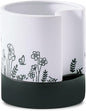 Nihow Self Watering Plant Pot: 8 Inch Ceramic Planter with Drainage Hole & Water Storage Plus for Indoor & Outdoor Plants - Cylinder Round Flower Pot for Succulent/Herbs/Violets - White