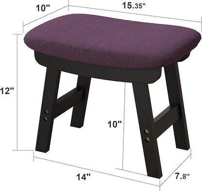 Foot Stools Ottoman, Small Soft Footrest Ottoman with Wood Legs, Sofa Footrest Extra Seating for Living Room Entryway Office