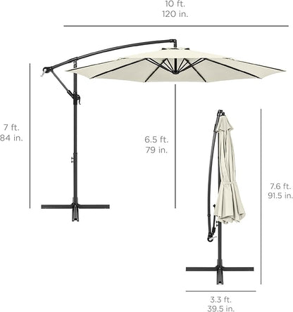 Best Choice Products 10ft Offset Hanging Market Patio Umbrella w/Easy Tilt Adjustment, Polyester Shade, 8 Ribs for Backyard, Poolside, Lawn and Garden - Ivory