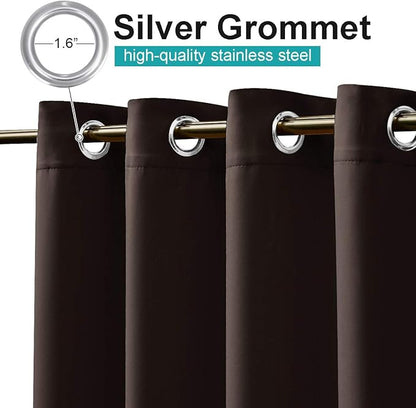NICETOWN 2 Panels Outdoor Curtains for Patio Waterproof, Thermal Insulated Rustproof Grommet Blackout Outdoor/Indoor Window Treatment Privacy Protect for Landscape, W52 x L108, Brown