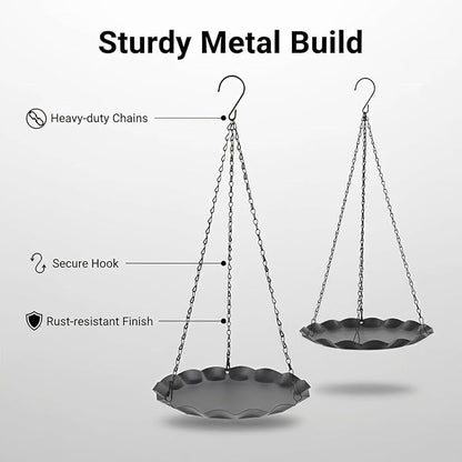 Hanging Planter for Indoor Outdoor, Plant Hanger, Hanging Plant Holder, Plant Pot Shelf Basket for Window Wall Ceiling Garden with Chains and Hooks, 2Pcs (Wavy Round)