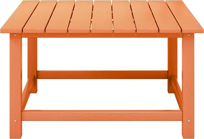 Coffee Table, Low Orange Square HDPE with Umbrella Hole