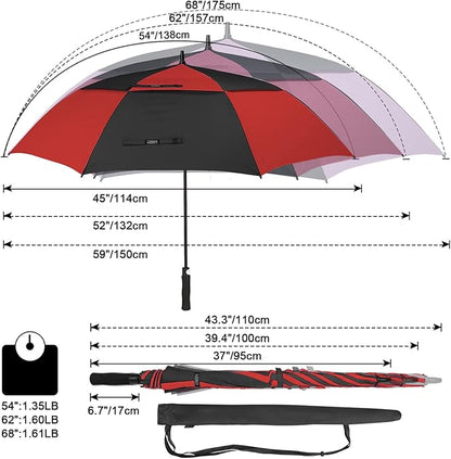G4Free 47/54/62/68/72 Inch Automatic Open Golf Umbrella Oversize Extra Large Double Canopy Vented Windproof Waterproof Stick Umbrellas
