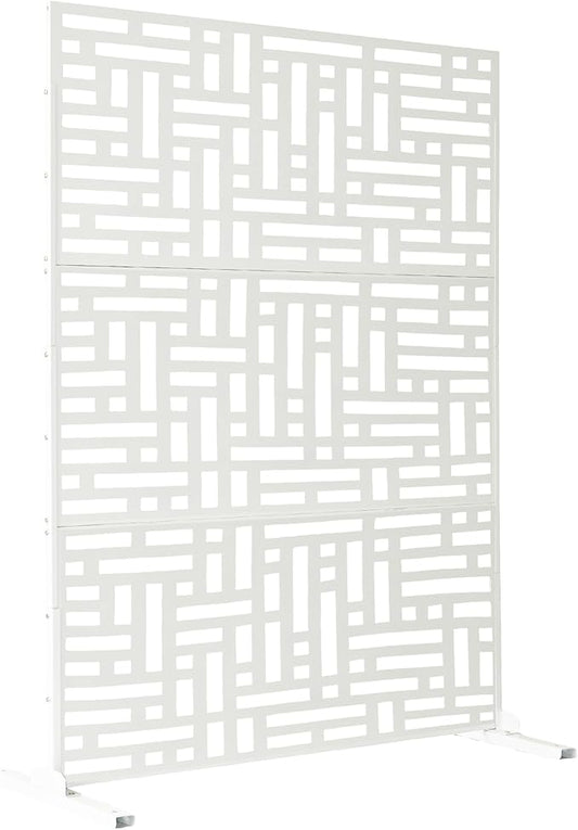 Oakland Living 6 ft. X 4 ft. White Freestanding Metal Privacy Screen Room Divider