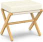 Foldable Foot Stool Ottoman, Modern Foot Rest with Bamboo X Legs & Thick Foam Cushion, Folding Foot Stools Small Padded for Bedroom Living Room, Footstool for Chair Couch (Natural - Beige)