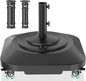 Umbrella Base with Wheels, Umbrella Stand Base Heavy Duty 100lb Windproof, Fillable Umbrella Base Mobile Square Umbrella Stand Outdoor Base for Patio, Deck, Poolside, Lawn, Fits Most Sized Umbrellas