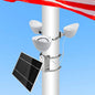 Solar Flag Pole Light, 3 Super-Spotlights LEDs, Adjustable Metal Clamps Fits 2-6''Flag Poles, IP65 Waterproof Outdoor Solar Powered Flagpole Lights, 360 Degrees of Flag Illumination, White
