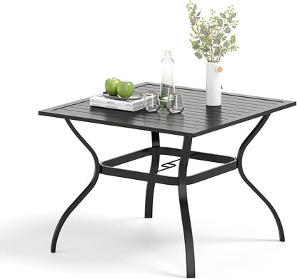 Outdoor Patio Square Dining Table, All Weather Wrought Iron Black Outdoor Table by MIXPATIO