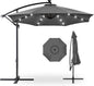 Best Choice Products 10ft Solar LED Offset Cantilever Hanging Market Patio Umbrella, 8 Sturdy Ribs, Easy Adjustment - Gray