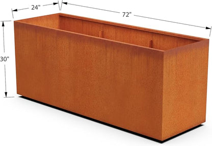 Plantercraft Large Rectangular Planters for Outdoor Plants - 72x24x30 Inch Corten Steel Planter, Extra Large Metal Planter Box for Patios, Decks & Privacy Screens, Arrives Fully Assembled