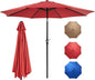 OLIXIS 9ft Patio Umbrella with Tilt and Crank Button & 8 Sturdy Ribs Waterproof, Patio Table Umbrella Perfect for Poolside, Terrace, Beach and Outdoor Restaurant, Red