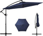 Shintenchi Patio Offset Umbrella with Easy Tilt Adjustment,Crank and Cross Base, Outdoor Cantilever Hanging Umbrella, Sunshade Free Standing Canopy, Navy Blue