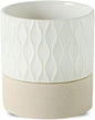 Nihow Self Watering Plant Pot: 4.5 Inch Ceramic Planter with Drainage Hole & Water Storage Plus for Indoor & Outdoor Plants - Cylinder Flower Pot for Herbs/Violets - Cream White & Brown Net