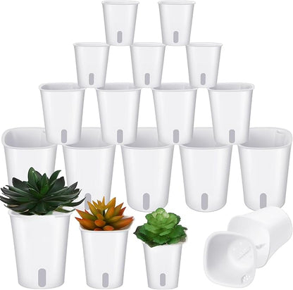 18 Pcs Self Watering Pots Plastic Plant 3 Sizes Flower Plant Pot with Inner White Flower Pots for Indoor House Plants Plastic Self Watering Pot for Herbs Flowers