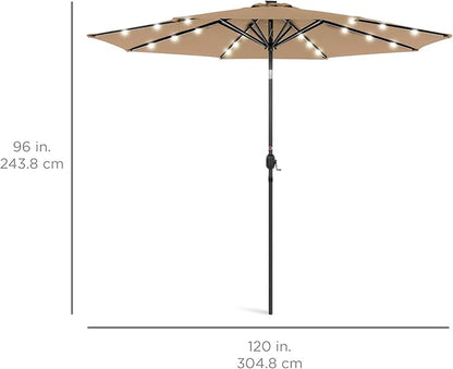 Best Choice Products 10ft Solar Polyester LED Lighted Patio Umbrella w/Tilt Adjustment and UV-Resistant Fabric