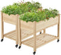 Yaheetech 42x23x33in Wooden Raised Garden Bed with Wheels Horticulture Flower Planter Boxes Elevated Vegetables Growing Bed for Grow Herbs and Vegetables, 2 PCS