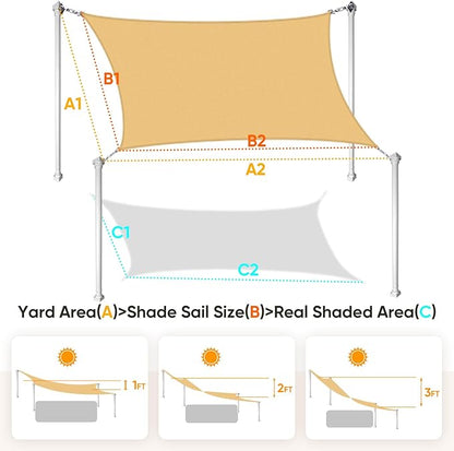 Quictent 20x26ft Sun Shade Sail for Patio, 185GSM Heavy Duty Rectangular Outdoor Sunshades UV Block Outside Canopy Cover for Backyard