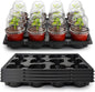4 Inch 60 Pack Nursery Pots with Humidity Domes & 5 Pack 12 Cell Round Seedling Pot Carrying Trays, Sturdy Seeds Starter Pot Germination Set, Small Planter Nursery Propagation 5 Sets