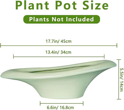 Ceramic Bonsai Pots - Large Succulent Planter 18 Inch Plant Pot Indoor Succulent Pot with Drainage Hole Outdoor Planter Bonsai Tree Pot for House Home Garden Decor Green