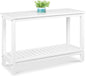 Best Choice Products 48in 2-Shelf Eucalyptus Wooden Console Table Indoor Outdoor Multifunctional Buffet Bar Storage Organizer w/Foot Sliders - White