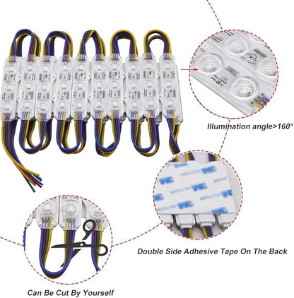 LED Window Lights Storefront Lights for Business Upgraded LED Modules Waterproof Store Decorative Light for Advertising Letter Signs Lightbox RGB 120 Pieces 3 LED Strip Light 60 FT