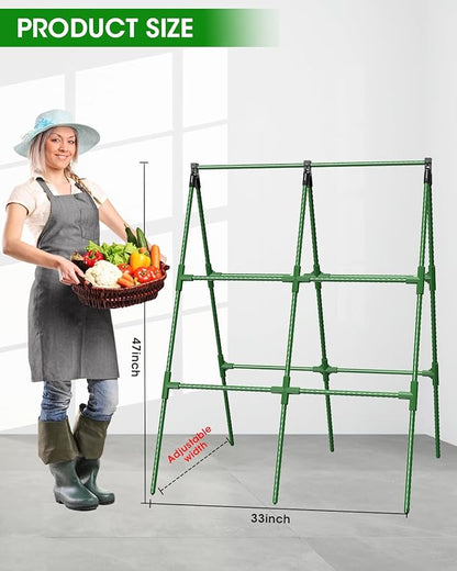 4 Pack Cucumber Trellis, Garden Trellis for Climbing Plants Outdoor, A-Frame Cucumber Trellis for Raised Bed, Plant Grow Support for Tomato, Squash, Vegetable, Flower(33"x47"x4Pcs)