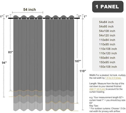 BONZER Outdoor Waterproof Curtains for Patio Privacy Grommet Light Filtering Outside Curtains for Gazebo, Porch, Pergola, Pavilion, 1 Panel, 54W x 84L inch, Charcoal