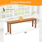 Backless Patio Bench, 59-Inch Natural Solid Wood with Slatted Seat