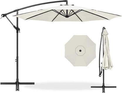 Best Choice Products 10ft Offset Hanging Market Patio Umbrella w/Easy Tilt Adjustment, Polyester Shade, 8 Ribs for Backyard, Poolside, Lawn and Garden - Ivory