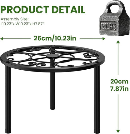 TOSKING 2-Pack Heavy Duty Metal Plant Stands - 10-inch Decorative Round Plant Stand, Adjustable Leveling Feet & Rust-Resistant Finish for Indoor/Outdoor Use