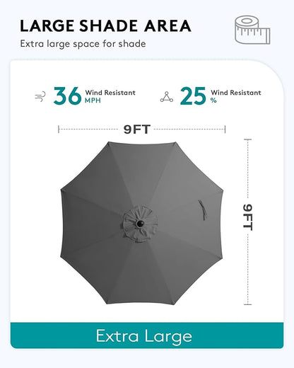SERWALL Outdoor Bar Set with 9ft Umbrella, All-Weather HDPE Patio Bar Chairs and Table, Outdoor Furniture Set for Poolside, Backyard, Garden - Blue
