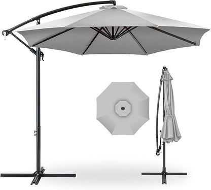 Best Choice Products 10ft Offset Cantilever Hanging Market Patio Umbrella, 8 Sturdy Ribs, Easy Adjustment - Fog Gray